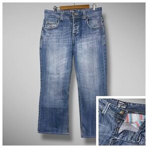 Diesel Mens Jeans 34x29 Regular Bootcut Straight Blue Denim Washed Hudson Hemmed